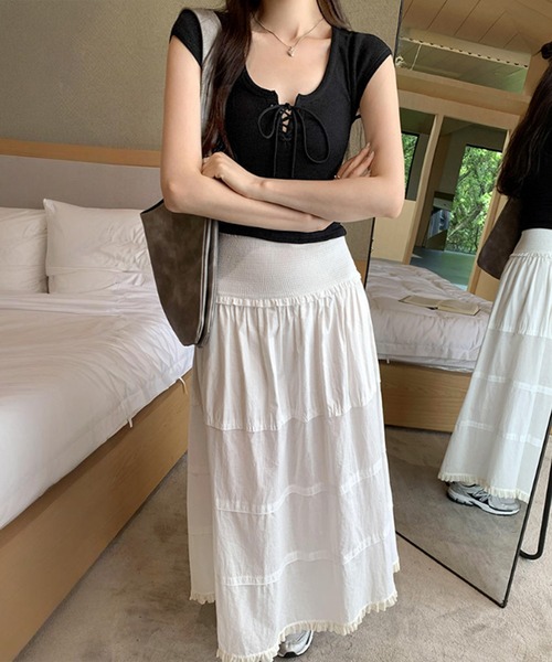 Jasmine Grandiflorum(ジャスミングランディフローラム)の「【Jasmine】レースアップクロップド丈トップス (SS)(その他トップス・レディース・ネイビー/ブラック/ホワイト・FREE)」の10枚目の写真