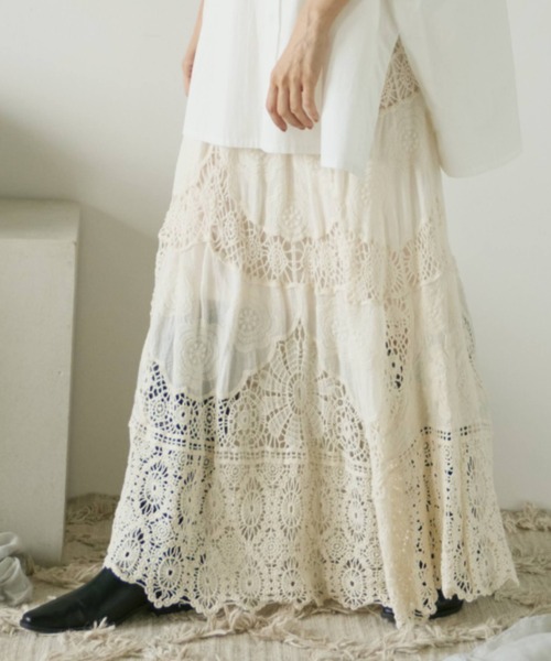Libra Cue(リブラ キュー)の「かぎ編みレーススカート(スカート・レディース・アイボリー・FREE)」の7枚目の写真