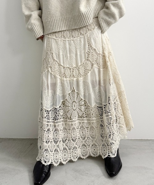 Libra Cue(リブラ キュー)の「かぎ編みレーススカート(スカート・レディース・アイボリー・FREE)」の14枚目の写真