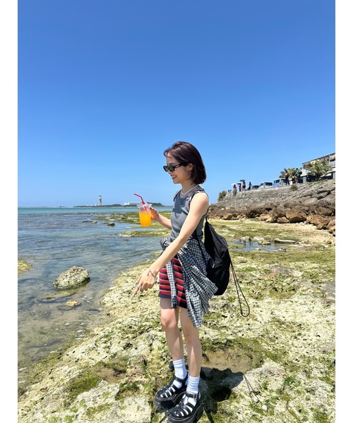 Glanny(グランニー)の「ベルトタンクトップ(タンクトップ・レディース・グレー/ベージュ・FREE)」の14枚目の写真