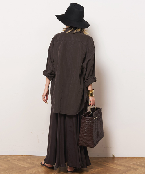 AP STUDIO（エーピーストゥディオ）の「キュプラリネンワークシャツ（シャツ/ブラウス・レディース・ブラウン/アイボリー・FREE）」の5枚目の写真