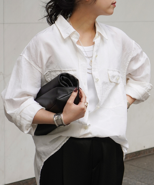 AP STUDIO（エーピーストゥディオ）の「キュプラリネンワークシャツ（シャツ/ブラウス・レディース・ブラウン/アイボリー・FREE）」の6枚目の写真