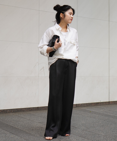 AP STUDIO（エーピーストゥディオ）の「キュプラリネンワークシャツ（シャツ/ブラウス・レディース・ブラウン/アイボリー・FREE）」の9枚目の写真