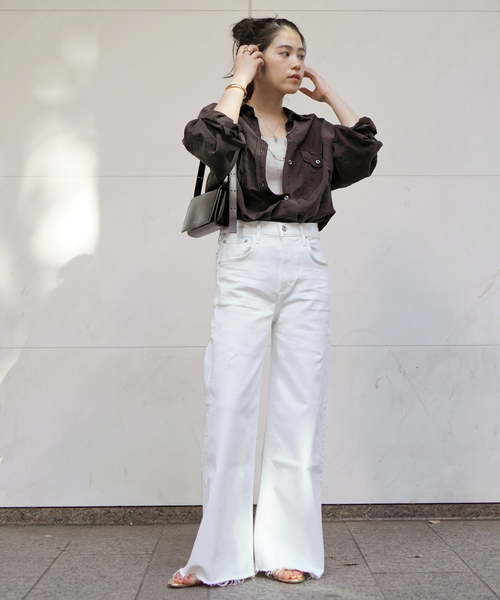 AP STUDIO（エーピーストゥディオ）の「キュプラリネンワークシャツ（シャツ/ブラウス・レディース・ブラウン/アイボリー・FREE）」の14枚目の写真