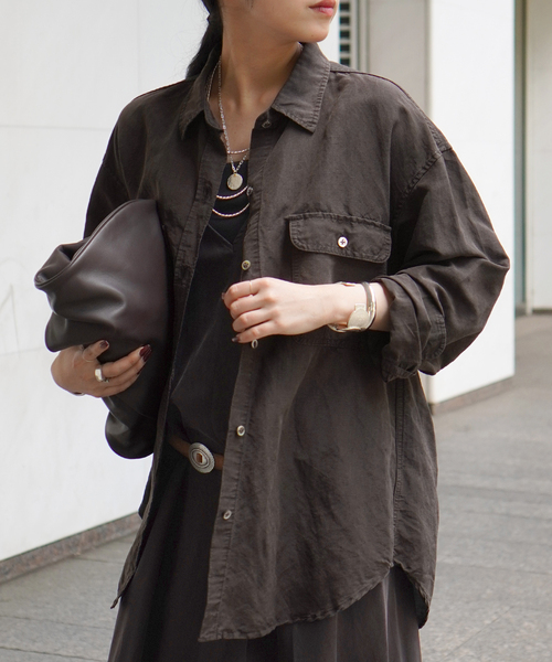 AP STUDIO（エーピーストゥディオ）の「キュプラリネンワークシャツ（シャツ/ブラウス・レディース・ブラウン/アイボリー・FREE）」の17枚目の写真