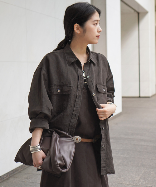 AP STUDIO（エーピーストゥディオ）の「キュプラリネンワークシャツ（シャツ/ブラウス・レディース・ブラウン/アイボリー・FREE）」の19枚目の写真