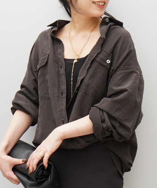 AP STUDIO（エーピーストゥディオ）の「キュプラリネンワークシャツ（シャツ/ブラウス・レディース・ブラウン/アイボリー・FREE）」の22枚目の写真