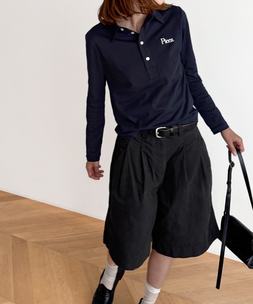 CANAL JEAN（キャナルジーン）の「PICCADILLY　レジャーポロシャツ（ポロシャツ・レディース・チャコール/ネイビー・ONE SIZE）」の3枚目の写真