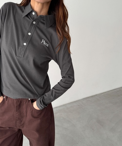 CANAL JEAN（キャナルジーン）の「PICCADILLY　レジャーポロシャツ（ポロシャツ・レディース・チャコール/ネイビー・ONE SIZE）」の6枚目の写真