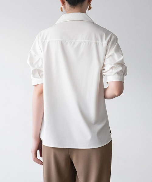 shoppinggo(ショッピングゴー)の「Vネック シャツ ブラウス(シャツ/ブラウス・レディース・ブルー/ホワイト/ホワイト系その他/ブルー系その他・M/L)」の9枚目の写真