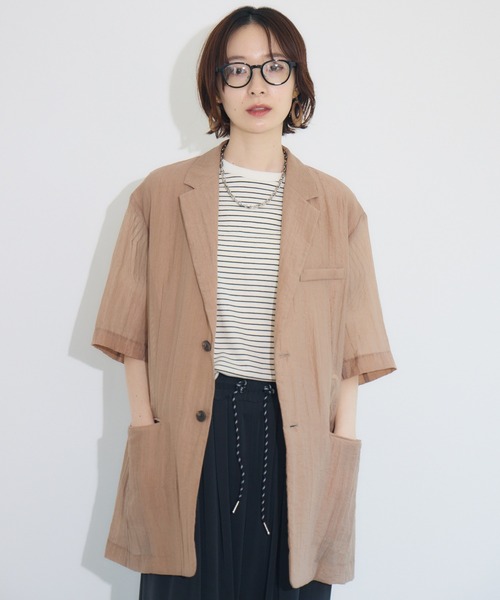 Paradise Picnic（パラダイスピクニック）の「Dignite Collier ハーフスリーブジャケット（テーラードジャケット・レディース・ブラック/グレー/キャメル・FREE）」の3枚目の写真