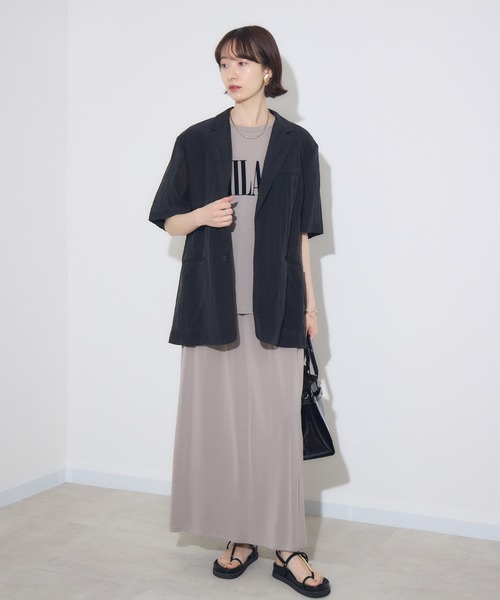 Paradise Picnic（パラダイスピクニック）の「Dignite Collier ハーフスリーブジャケット（テーラードジャケット・レディース・ブラック/グレー/キャメル・FREE）」の4枚目の写真