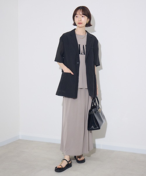 Paradise Picnic（パラダイスピクニック）の「Dignite Collier ハーフスリーブジャケット（テーラードジャケット・レディース・ブラック/グレー/キャメル・FREE）」の6枚目の写真