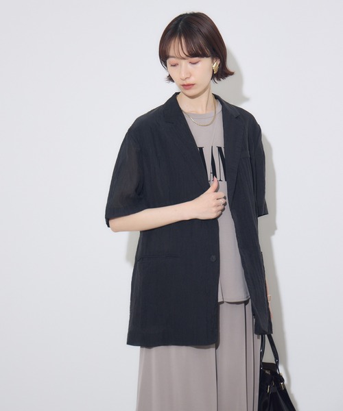 Paradise Picnic（パラダイスピクニック）の「Dignite Collier ハーフスリーブジャケット（テーラードジャケット・レディース・ブラック/グレー/キャメル・FREE）」の9枚目の写真