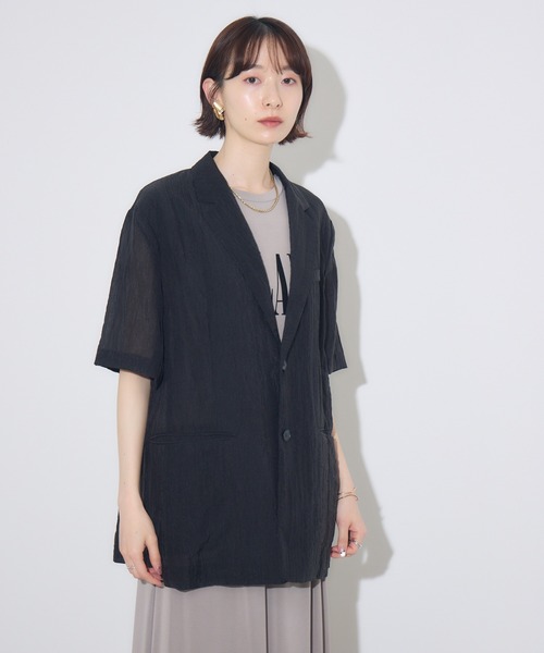 Paradise Picnic（パラダイスピクニック）の「Dignite Collier ハーフスリーブジャケット（テーラードジャケット・レディース・ブラック/グレー/キャメル・FREE）」の11枚目の写真