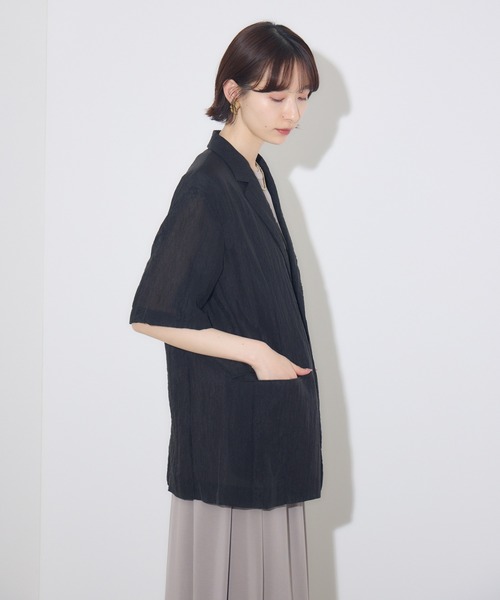 Paradise Picnic（パラダイスピクニック）の「Dignite Collier ハーフスリーブジャケット（テーラードジャケット・レディース・ブラック/グレー/キャメル・FREE）」の13枚目の写真