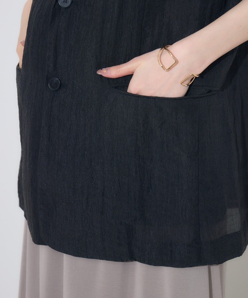 Paradise Picnic（パラダイスピクニック）の「Dignite Collier ハーフスリーブジャケット（テーラードジャケット・レディース・ブラック/グレー/キャメル・FREE）」の21枚目の写真