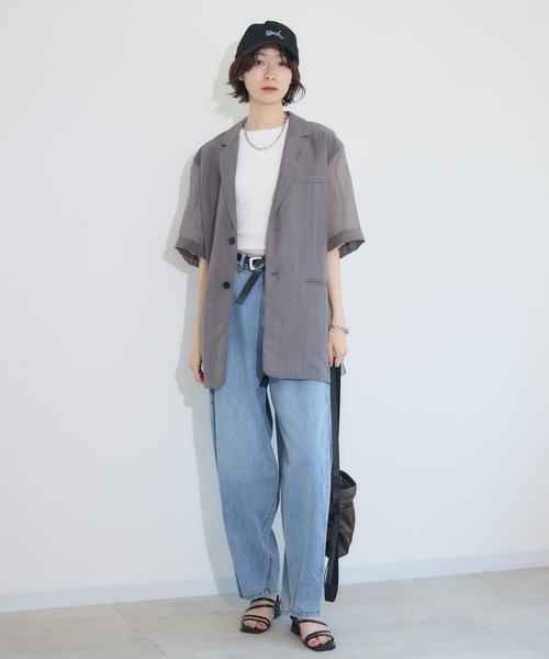 Paradise Picnic（パラダイスピクニック）の「Dignite Collier ハーフスリーブジャケット（テーラードジャケット・レディース・ブラック/グレー/キャメル・FREE）」の22枚目の写真