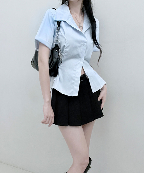 VIVID LADY（ビビッドレディー）の「サイドリボン シャツブラウス 半袖（シャツ/ブラウス・レディース・アイボリー/ブラック/スカイブルー・FREE）」の13枚目の写真