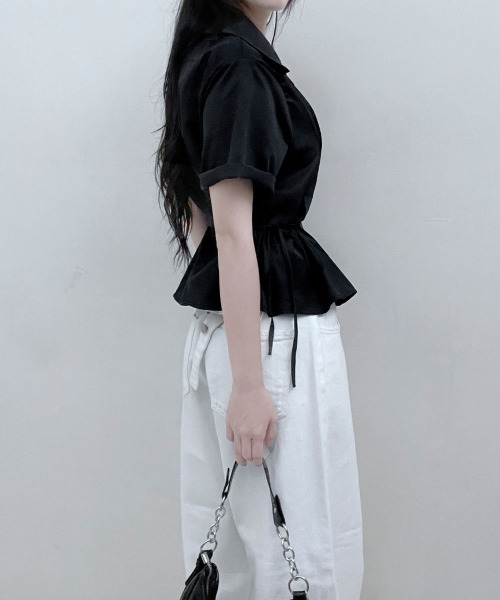 VIVID LADY（ビビッドレディー）の「サイドリボン シャツブラウス 半袖（シャツ/ブラウス・レディース・アイボリー/ブラック/スカイブルー・FREE）」の18枚目の写真