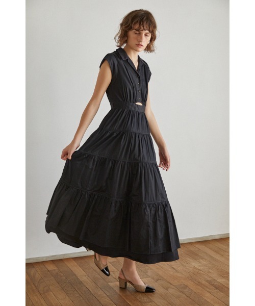 Estella.K(エステラケー)の「Oskar Tiered Shirt Dress フレンチスリーブティアードドレス(ワンピース・レディース・ホワイト/ブラック・FREE)」の14枚目の写真