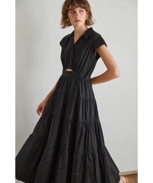 Estella.K(エステラケー)の「Oskar Tiered Shirt Dress フレンチスリーブティアードドレス(ワンピース・レディース・ホワイト/ブラック・FREE)」の12枚目の写真