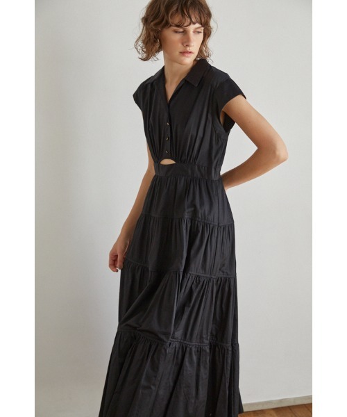 Estella.K(エステラケー)の「Oskar Tiered Shirt Dress フレンチスリーブティアードドレス(ワンピース・レディース・ホワイト/ブラック・FREE)」の13枚目の写真