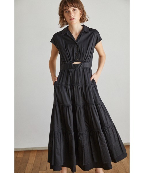 Estella.K(エステラケー)の「Oskar Tiered Shirt Dress フレンチスリーブティアードドレス(ワンピース・レディース・ホワイト/ブラック・FREE)」の3枚目の写真