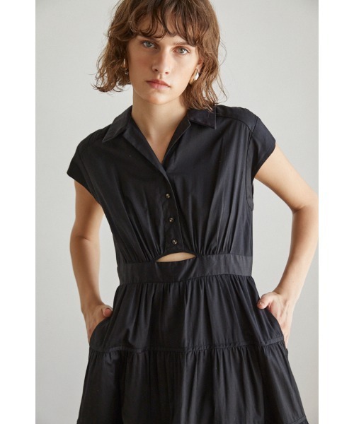 Estella.K(エステラケー)の「Oskar Tiered Shirt Dress フレンチスリーブティアードドレス(ワンピース・レディース・ホワイト/ブラック・FREE)」の16枚目の写真