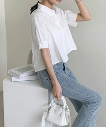 バックタックプリーツシャツブラウス