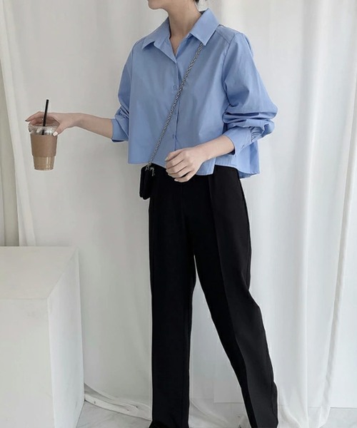 by LEGNA(バイレグナ)の「バックタックプリーツシャツブラウス(シャツ/ブラウス・レディース・ホワイト/ブラック/ホワイト系/ブルー/ブルー系・FREE)」の12枚目の写真