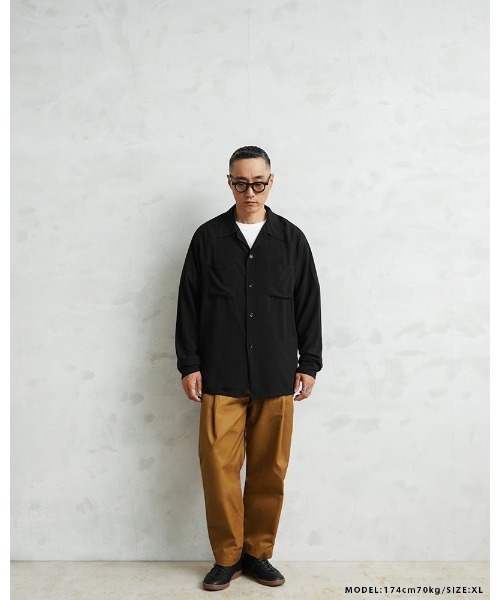 WAIPER.inc（ワイパーインク）の「WAIPER×TOWN CRAFT TC25S006WP Rayon Open Collar Shirts レーヨンオープンカラーシャツ（シャツ/ブラウス・メンズ・ブラック/マスタード・M/L/XL/XXL）」の6枚目の写真