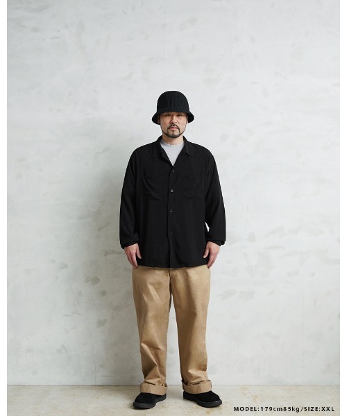 WAIPER.inc（ワイパーインク）の「WAIPER×TOWN CRAFT TC25S006WP Rayon Open Collar Shirts レーヨンオープンカラーシャツ（シャツ/ブラウス・メンズ・ブラック/マスタード・M/L/XL/XXL）」の9枚目の写真