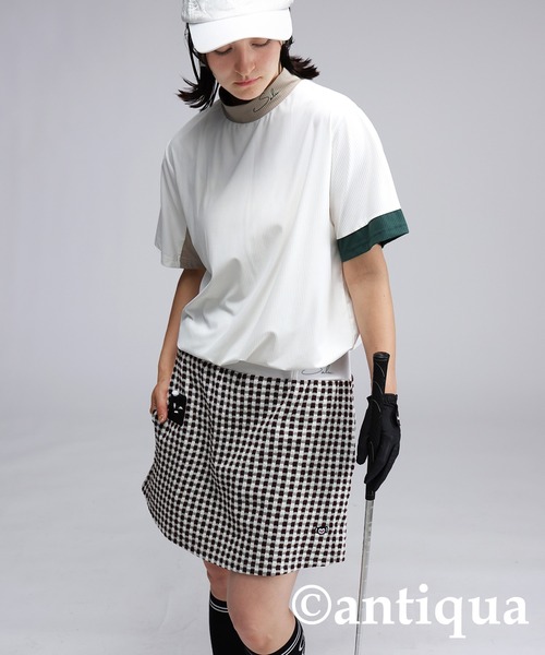 antiqua(アンティカ)の「モックネック配色トップス(Tシャツ/カットソー・レディース・グリーン/ホワイト・ML/LXL)」の14枚目の写真