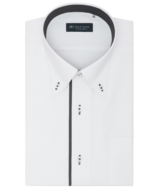TOKYO SHIRTS(トウキョウシャツ)の「形態安定ノンアイロン ボタンダウン 半袖ビジネスワイシャツ(ビジネスシャツ・メンズ・ホワイト・首回り39cm/首回り41cm/首回り42cm/首回り43cm)」の1枚目の写真