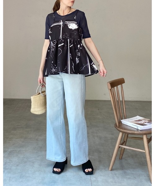 She's Closet(シーズクローゼット)の「クルーネックシースルー/半袖シアーTシャツカットソートップス(Tシャツ/カットソー・レディース・アイボリー/ボルドー/ネイビー/ブラック・FREE)」の17枚目の写真