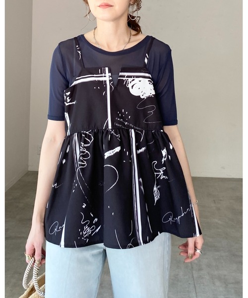 She's Closet(シーズクローゼット)の「クルーネックシースルー/半袖シアーTシャツカットソートップス(Tシャツ/カットソー・レディース・アイボリー/ボルドー/ネイビー/ブラック・FREE)」の19枚目の写真