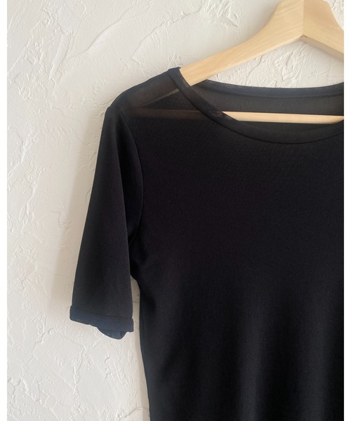 She's Closet(シーズクローゼット)の「クルーネックシースルー/半袖シアーTシャツカットソートップス(Tシャツ/カットソー・レディース・アイボリー/ボルドー/ネイビー/ブラック・FREE)」の11枚目の写真