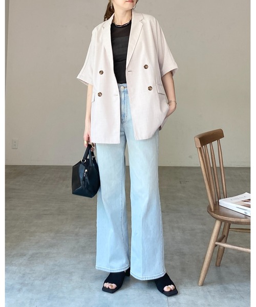 She's Closet(シーズクローゼット)の「クルーネックシースルー/半袖シアーTシャツカットソートップス(Tシャツ/カットソー・レディース・アイボリー/ボルドー/ネイビー/ブラック・FREE)」の16枚目の写真