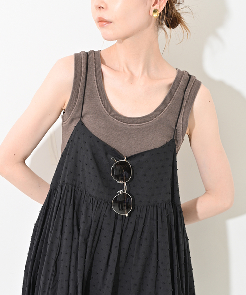 SLOBE IENA（スローブイエナ）の「《追加》コットンテレコタンクトップ（タンクトップ・レディース・スカイブルー/ブラウン/ホワイト・FREE）」の21枚目の写真