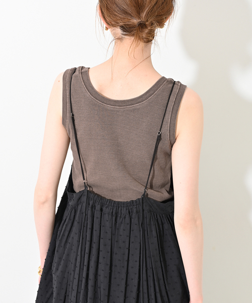 SLOBE IENA（スローブイエナ）の「《追加》コットンテレコタンクトップ（タンクトップ・レディース・スカイブルー/ブラウン/ホワイト・FREE）」の20枚目の写真