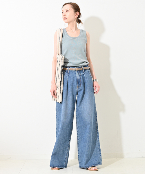 SLOBE IENA（スローブイエナ）の「《追加》コットンテレコタンクトップ（タンクトップ・レディース・スカイブルー/ブラウン/ホワイト・FREE）」の19枚目の写真