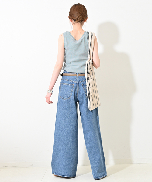 SLOBE IENA（スローブイエナ）の「《追加》コットンテレコタンクトップ（タンクトップ・レディース・スカイブルー/ブラウン/ホワイト・FREE）」の18枚目の写真