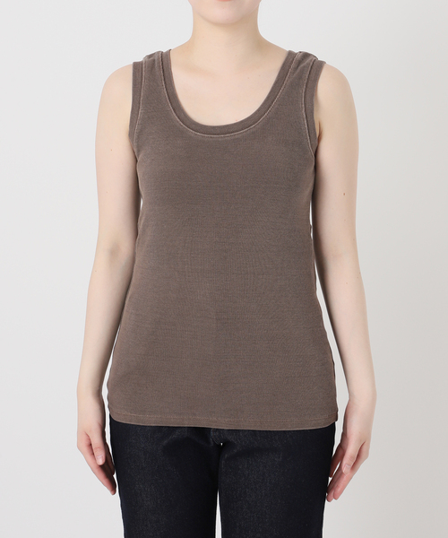 SLOBE IENA（スローブイエナ）の「《追加》コットンテレコタンクトップ（タンクトップ・レディース・スカイブルー/ブラウン/ホワイト・FREE）」の7枚目の写真