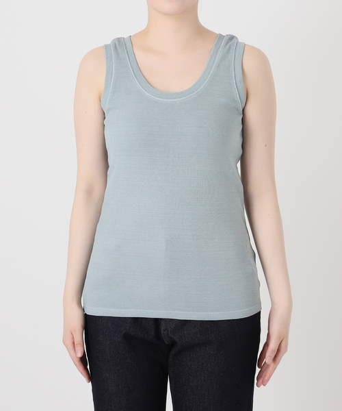 SLOBE IENA（スローブイエナ）の「《追加》コットンテレコタンクトップ（タンクトップ・レディース・スカイブルー/ブラウン/ホワイト・FREE）」の5枚目の写真