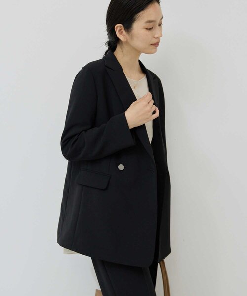 GALLARDAGALANTE(ガリャルダガランテ)の「ジャージーテーラードジャケット(テーラードジャケット・レディース・ブラック/グレイッシュベージュ・FREE/1)」の4枚目の写真