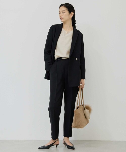 GALLARDAGALANTE(ガリャルダガランテ)の「ジャージーテーラードジャケット(テーラードジャケット・レディース・ブラック/グレイッシュベージュ・FREE/1)」の6枚目の写真