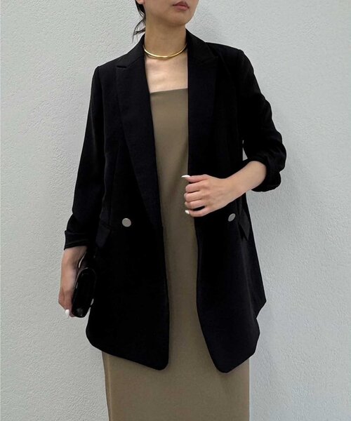 GALLARDAGALANTE(ガリャルダガランテ)の「ジャージーテーラードジャケット(テーラードジャケット・レディース・ブラック/グレイッシュベージュ・FREE/1)」の9枚目の写真