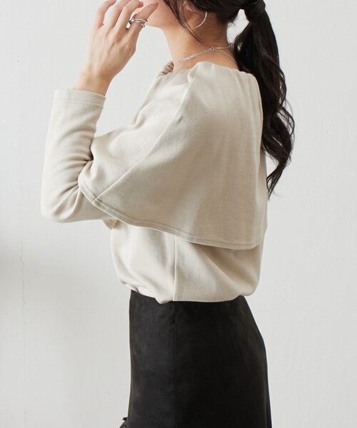 BEARDSLEY（ビアズリー）の「ケープカットプルオーバー（Tシャツ/カットソー・レディース・ブラック/ベージュ・FREE）」の17枚目の写真