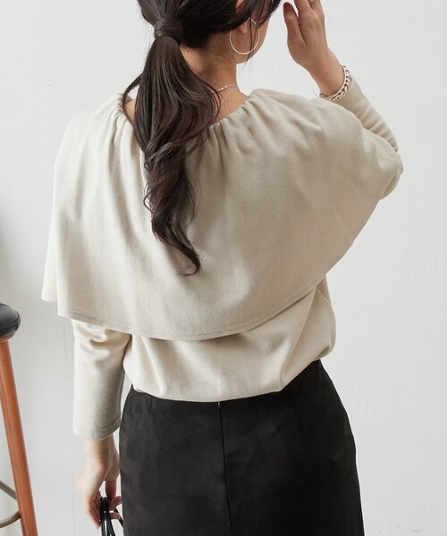 BEARDSLEY（ビアズリー）の「ケープカットプルオーバー（Tシャツ/カットソー・レディース・ブラック/ベージュ・FREE）」の18枚目の写真